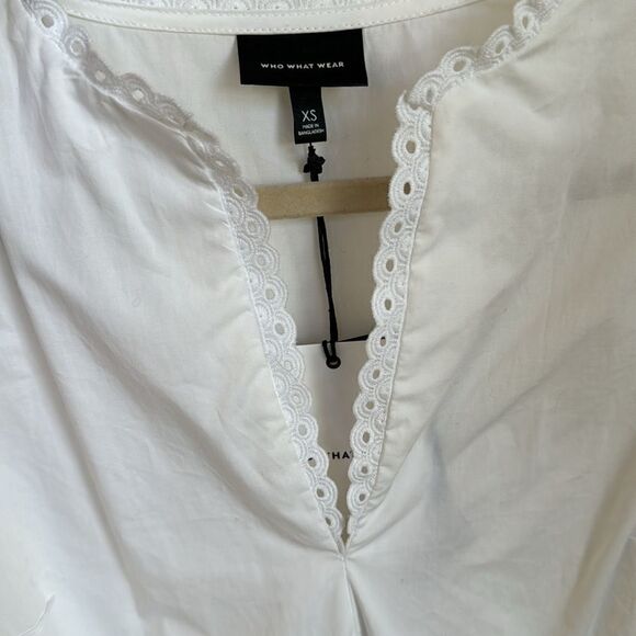 NEW With Tag Pretty Tiered Cotton Dress With Puff Sleeve By Who What Wear - Picture 7 of 9